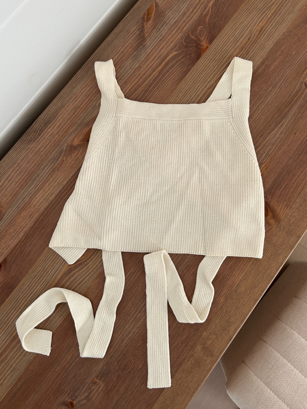 Wilfred Cream Ribbed Tie-Back Crop Tank Top - Women